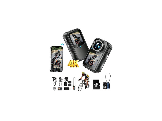 Motorcycle Camera with Stabilization & EIS,Chest Magnetic Action Camera with Dual Screen,Wearable Thumb Size Waterproof Body Cam,with Mount for...
