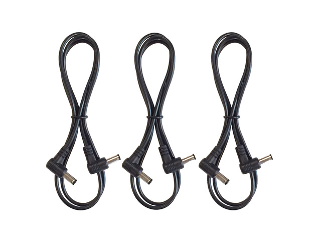 (3) Pack 3 Foot Right Angle DC Power 5.5mm x 2.1mm Patch Cables Wire Male to Male