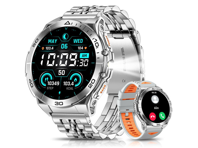Military Smart Watches for Men with Bluetooth Call, 1.6' AMOLED Waterproof Smartwatch with Flashlight, 116 Sport Modes, 900mAh Heart...