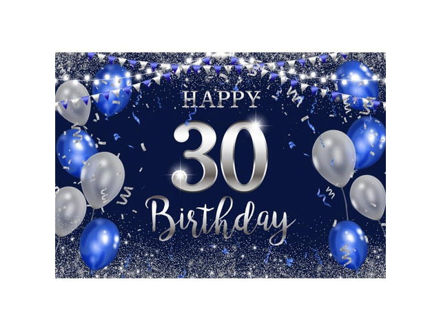 Happy 30th Birthday Backdrop 6x4ft Fabric Blue 30th Birthday Backdrops for Men Women Bday Party 30 Year Old Party Decoration Backdrops