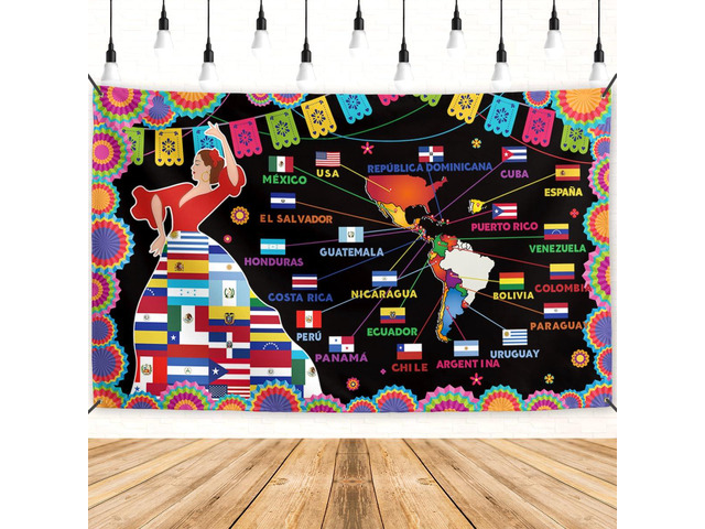 Hispanic Heritage Month Banner Latin American Flags Backdrop Sign Mes De La Herencia Hispana Decor Spanish Heritage Month Decorations for Home Party