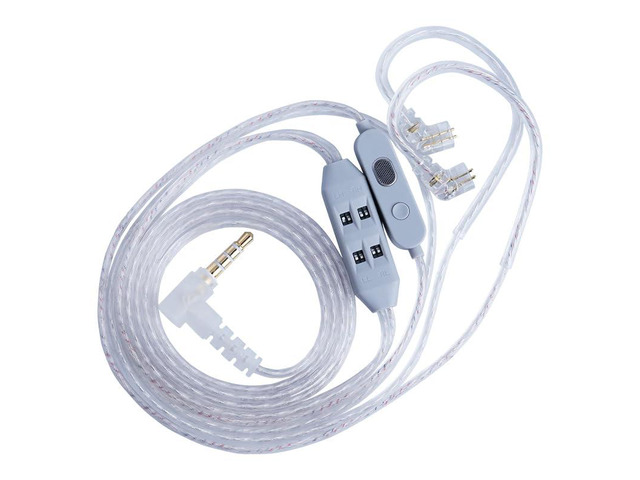 KZ T8 In Ear Monitor Cable, 8-Level Electronic Tuning Cord with Dual-Mic 1.25m Silver-Plated Wire, Recessed 2-Pin IEM Cables for Gaming Music,...