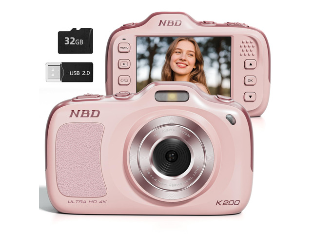 True 4K Digital Camera with Beauty Mode, 64MP Vlogging Camera for Beginners,16X Zoom, Anti-Shake & Autofocus, 32GB Card, 120g Ultra Compact...