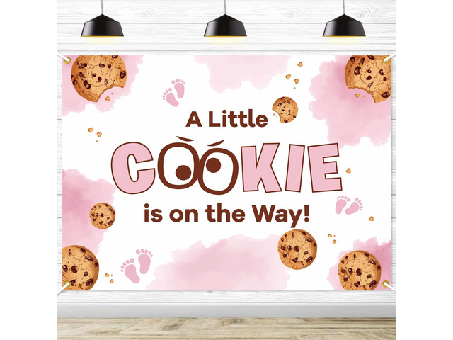 A Little Cookie is on the Way Backdrop Background - Cookie Baby Shower Decorations, Cookie Baby Shower Backdrop, Welcome Baby Girl Party Photo...