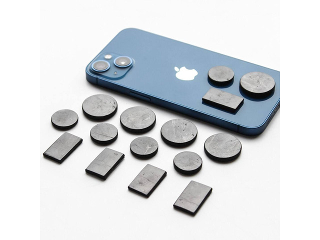 15 Pcs Shungite Stickers for Phone, Mixed Shapes (Rectangles and Circles) - Polished Wellness Stone Decals for Laptop Tablet Electronics, Natural...
