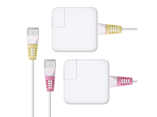 [Klip 4Pcs Snap On Charging Cable Cord Saver Protector Compatible with MacBook Magsafe 2 Power Adapter - Pink & Yellow