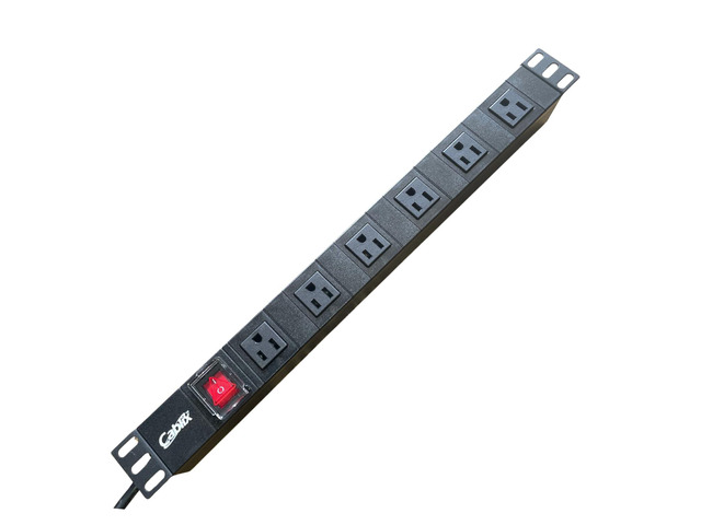 1U 19' Rack Mount Power Distribution Unit (PDU) NEMA 5-15R, Aluminum Housing, 15A 125V, 3Gx16AWGx2M Power Cord, UL Listed (6-Outlet 15A)