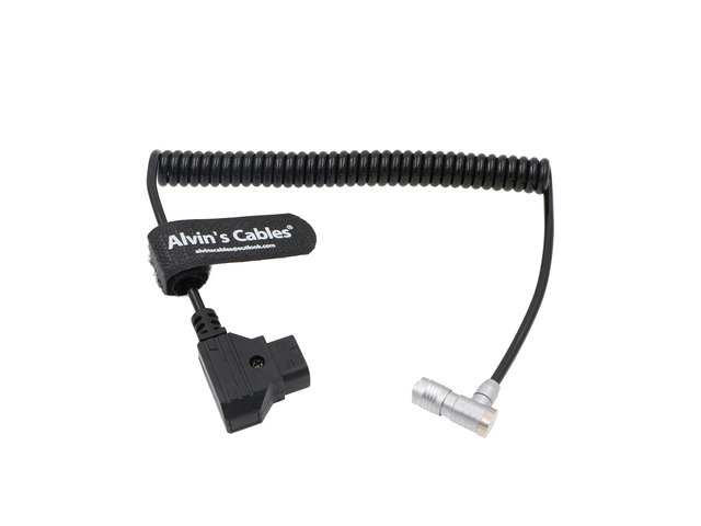 PORTKEYS BM5 BM7 Monitor Right Angle Power Cable 4 Pin Female to D-TAP Male Coiled Power Cord