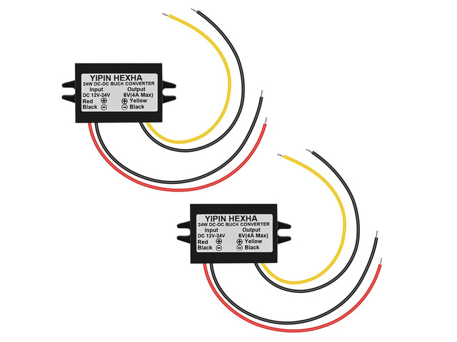 DC 12V 24V to 6V 4A 24W Step Down Converter Voltage Regulator Buck Module 8-32V Input DC Power Reducer Transformer 2-Pcs