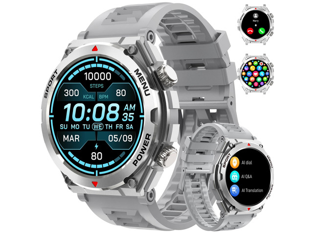 Military Smart Watch for Men with AI Q & A (Answer/Make Call/SMS Reply), 1.52' HD Smartwatch for Android Phones/iPhone, 100+ Sport Mode Fitness...