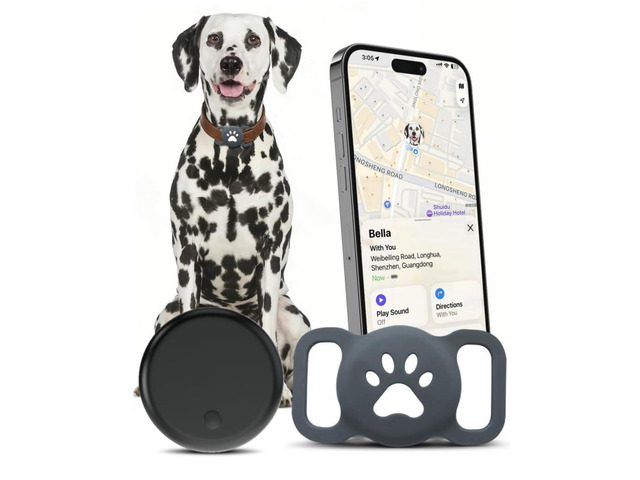 Dog Tracker for iPhone, Works with Apple Find My, No Monthly Fee, Dog Collar Tracker Tag with Silicone Holder, Pet GPS Tracking Device for Dogs