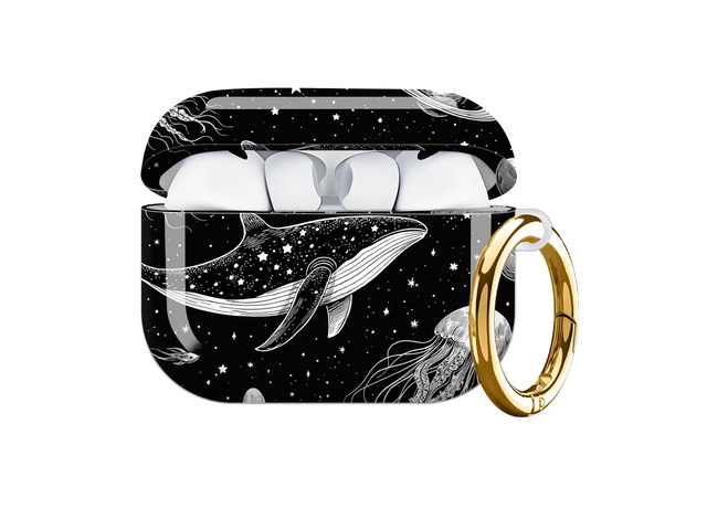 Hard Protective Case for AirPod Pro 3, Shockproof Durable Shell with Keychain, Cute Stylish Design(Whale Jellyfish Planets Stars Space Ocean)