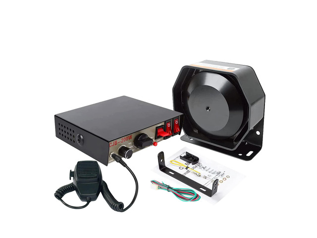 Car Siren Speaker Police Siren Speaker Car Pa System, Dc12v 200w 9 Tones Wired Handheld Microphone Loudspeaker Emergency Siren Electronic