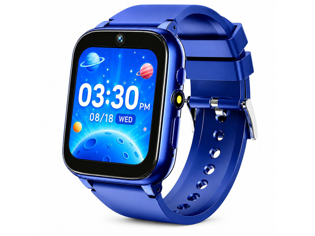 1.69'' Kids Smart Watch for Boys Girls, Blue Includes 2 screen protectors, 1GB SD card and school mode