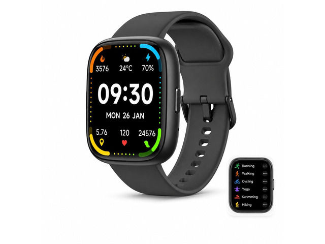 Ostark Smart Watch, Alexa Built-in, Bluetooth Call, 1.83' Touch Screen IP68 Waterproof, display tracks heart rate, SpO2 & sleep, 100+ sports...