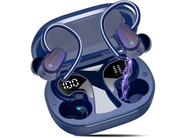 Wireless Earbuds, Headphones Sport Bluetooth 5.4, Over Ear Buds with ENC Noise Canceling Mic, Deep Bass Stereo Earphones with Hook, 50H, LED...