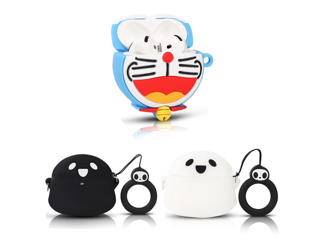 (3Pack) Case for AirPods 4 Wireless Earbuds (2024) with Carabiner, Silicone Charging Protective Cover with Cartoon Skin Design for AirPods 4th...