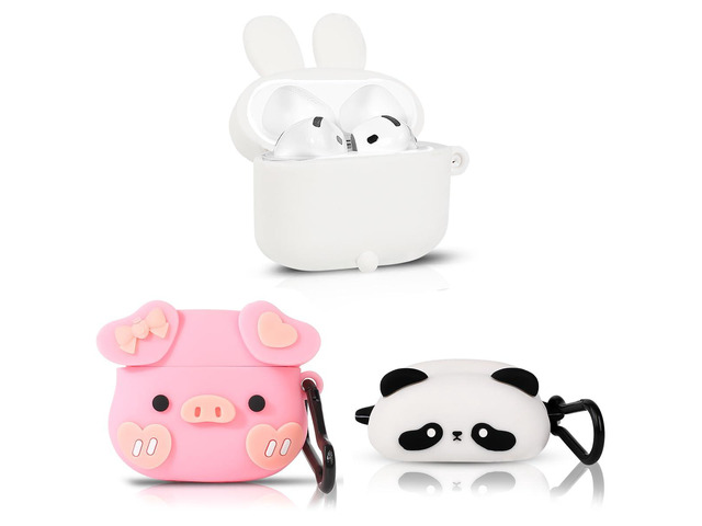 (3Pack) Case for AirPods 4 Wireless Earbuds (2024) with Carabiner, Silicone Charging Protective Cover with Cartoon Skin Design for AirPods 4th...