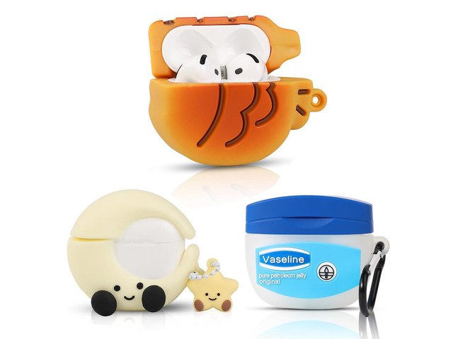 (3Pack) Case for AirPods 4 Wireless Earbuds (2024) with Carabiner, Silicone Charging Protective Cover with Cartoon Skin Design for AirPods 4th...