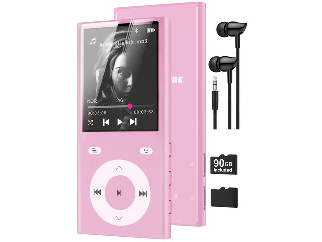 90GB MP3 Player with Bluetooth 5.3, Music Player with 2 TF Card Slots 2.4' Color Screen, Touch Buttons, MP3 Player for Kids Built-in Speaker,...