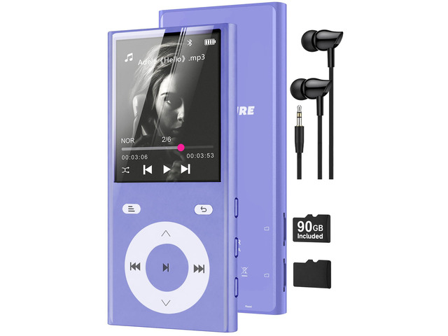 90GB MP3 Player with Bluetooth 5.3, Music Player with 2 TF Card Slots 2.4' Color Screen, Touch Buttons, MP3 Player for Kids Built-in Speaker,...