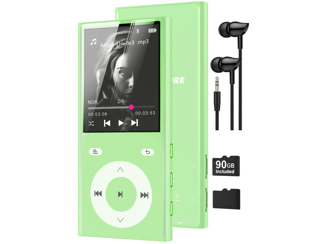 90GB MP3 Player with Bluetooth 5.3, Music Player with 2 TF Card Slots 2.4' Color Screen, Touch Buttons, MP3 Player for Kids Built-in Speaker,...
