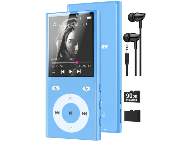 90GB MP3 Player with Bluetooth 5.3, Music Player with 2 TF Card Slots 2.4' Color Screen, Touch Buttons, MP3 Player for Kids Built-in Speaker,...