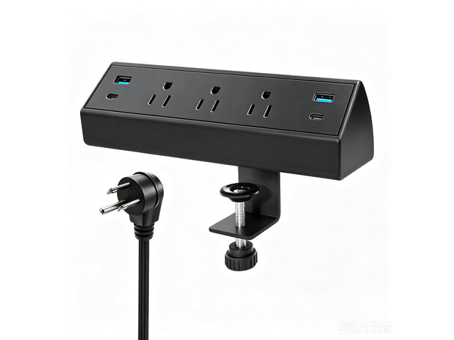 Clamp-Mount Desktop Power Strip with USB C 3 Outlets 40W Fast Charge ETL Edge Mounted Desk Clamp Power Station 2 USB-A 2 USB-C Ports 6.56 FT...