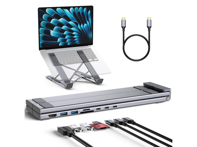 8-in-1 USB C Laptop Docking Station with 4K HDMI, 2 USB 3.0, PD 100W, Aluminum USB C Dock Tablet Stand Universal Dock Station for MacBook...