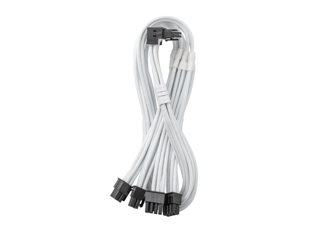 E-Series Pro ModFlex Sleeved 12V-2x6 12VHPWR 90° StealthSense PCIe Cable for EVGA G/G+ / P/P+ / T (Variant B, White)
