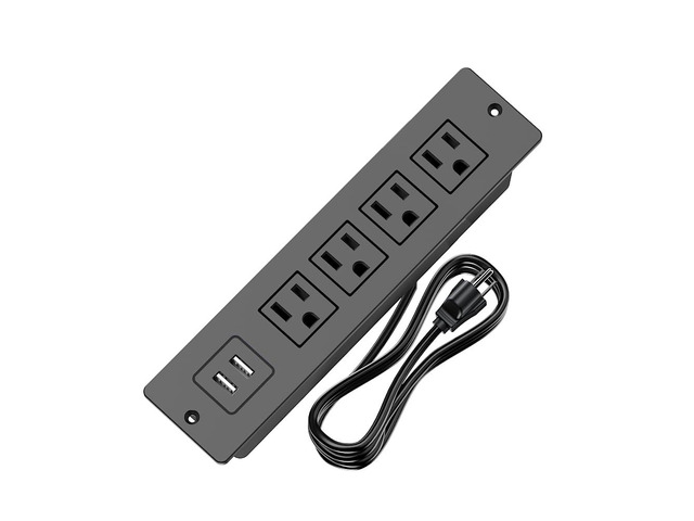 Recessed Power Strip Flush Mount Charging Station with USB Plug Multiple Surge Protector Hidden Outlet Extender with Extension Cord for Home Office...