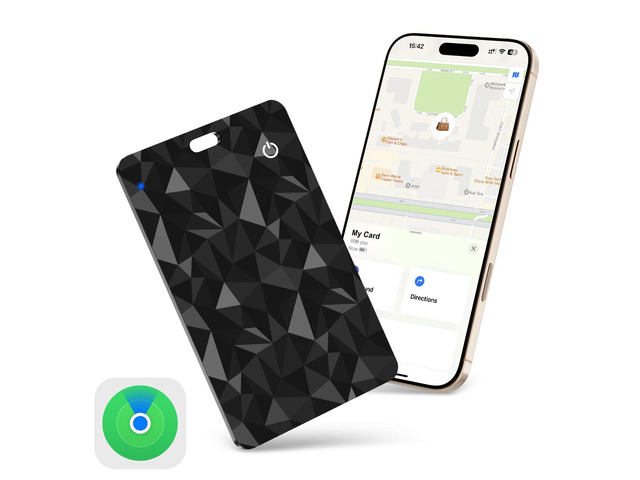 Card Rechargeable Wallet Tracker (1.6mm Thin), Works with Apple Find My (iOS Only), Wireless Charge, IP68 Waterproof, for Keys, Luggage, Passports,...