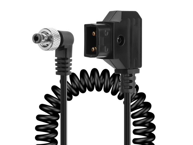 D-Tap to Locking Right Angled DC 12V Coiled Cable,Replacement Dtap to 12V DC5525 Barrel Jack Cable for Anton Bauer, KIPRO LCD, Black Magic Etc