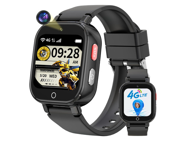 Smart Watch for Kids, 4G Kids Smartwatch with GPS Tracker Calling (Black) WIFI/Voice/Video Chat/SOS/SMS-receiving IP68 Waterproof Pedometer...
