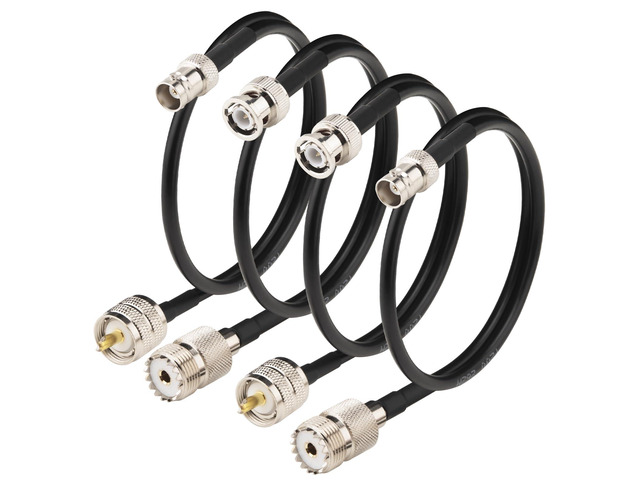 Upgraded 4PCS BNC to UHF Cable 1.64ft Kit BNC to UHF PL259 SO239 Extension CB Radio Antenna Cable 0-6GHz Low Loss LMR200 Equivalent, Better Than RG58