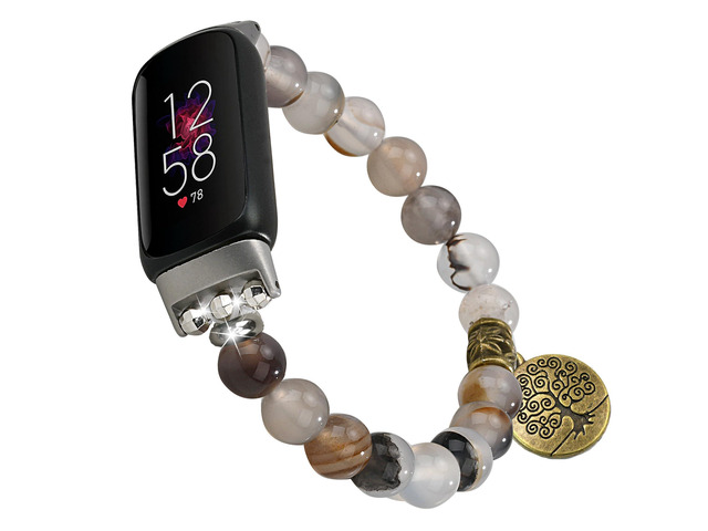 Compatible with Fitbit Luxe Band Natural Gemstone Beaded Handmade Elastic Stretch Bracelet Tree of Life for Women