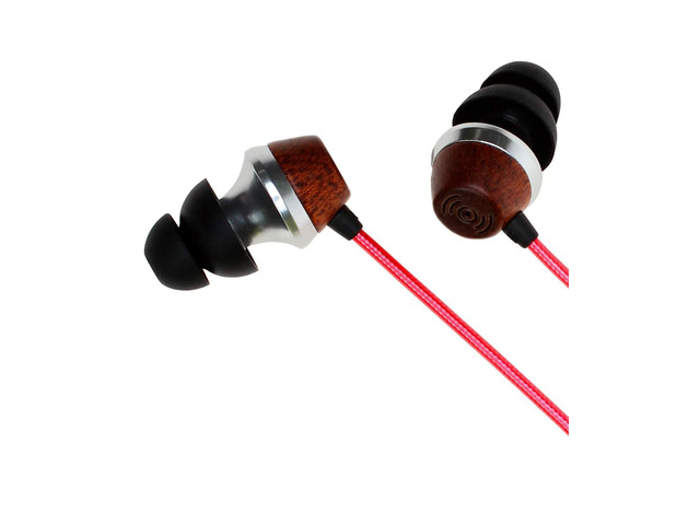 ALN 2.0 Premium Genuine Wood In-ear Noise-isolating Headphones Earbuds Earphones with Innovative Shield Technology Cable and Mic (Lava Red)