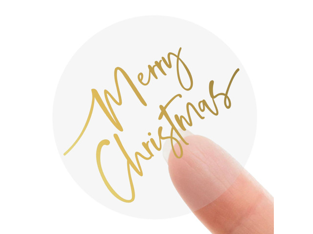 1000 Pcs Clear Merry Christmas Stickers Roll Gold Foil Xmas Seal Stickers Self-Adhesive Label Decals for Winter Holiday Envelope Invitation Card...