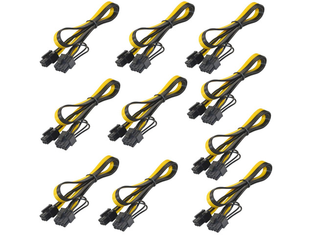 10-Pack 6 Pin Male to 8 Pin (6+2) Male GPU PCI-e PCIE Power Cable PCI Express Extension Cable BTC Bitcoin Mining Motherboard Graphics Video Card...