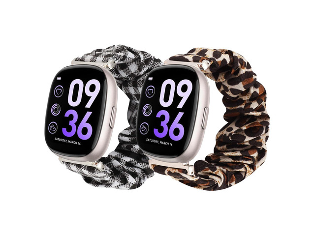 2 Pack, Compatible with Sanorum G56 Watches Band, 22mm Quick Release Scrunchie Strap Stretchy Cute Elastic Replacement Fabric Band Women