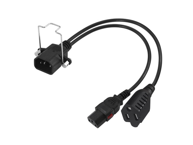 C14 to C13+NEMA 5-15R Y Splitter Power Cord, 1FT 18AWG 10A, Locking IEC320 C14 Male to C13+Nema 5-15R Female Splitter Adapter Extension...