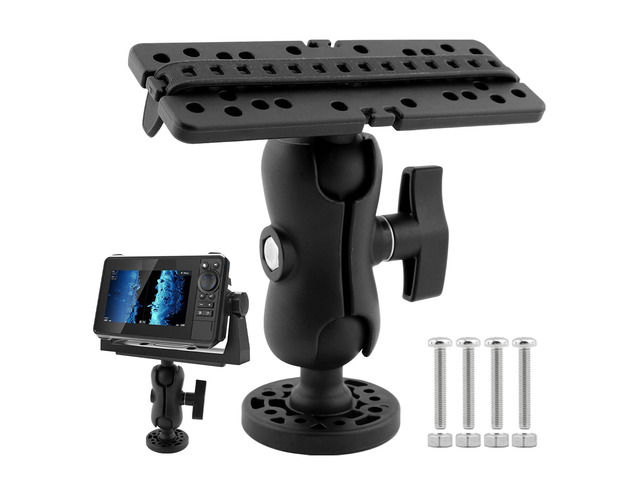Fish Finder Mount Base with 4 Srews 4 Nuts, Universal 360° Rotation Ball-Mount Fish Finder Bracket, Electronic Holder for Marine Boat Kayak Pontoon...