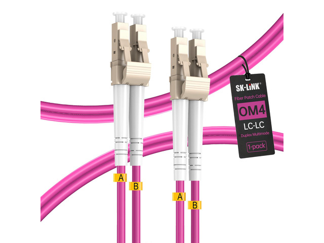 OM4 LSZH LC-LC UPC Fiber Optic Patch Cord 20m/66ft Multimode Duplex Magenta Fiber Optic Cables Flame-retardant 40GB/100GB Internet cable