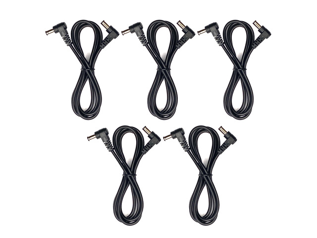 (5) Pack 3 Foot Right Angle DC Power 5.5mm x 2.1mm Patch Cables Wire Male to Male