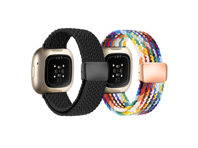 Braided Magnetic Nylon Bands Compatible with Fitbit Versa 4/Versa 3/Sense/Sense 2,Comfortable Breathable Sprots Nylon Watch Strap Replacement for...