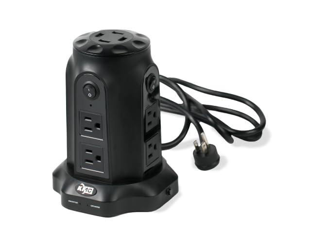 Power Strip Tower with USB Ports (4 USB-A), 8 Outlet Tower, 6ft Long Extension Cord, 1080J Surge Protector Power Strip Tower, Charging Tower, Surge...