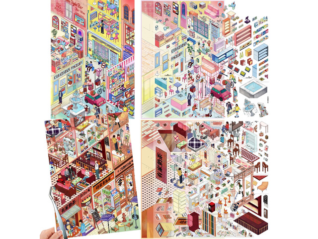 2 Sets of Large Size DIY Scene Sticker Sets for Adults, Make Your Own Mini House Landscape Sticker Art, Stress Relief Relaxation Activity -...