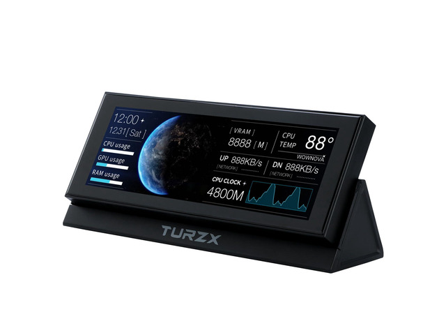 4.6' LCD Screen Inside PC Case Screen with Desktop Stand - Customizable PC Temperature Display Panel for Computer Setup, GPU CPU FPS RAM HDD...