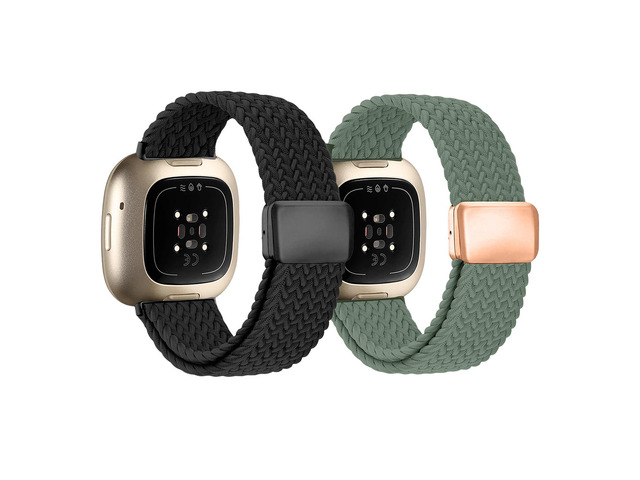 Braided Magnetic Nylon Bands Compatible with Fitbit Versa 4/Versa 3/Sense/Sense 2,Comfortable Breathable Sprots Nylon Watch Strap Replacement for...