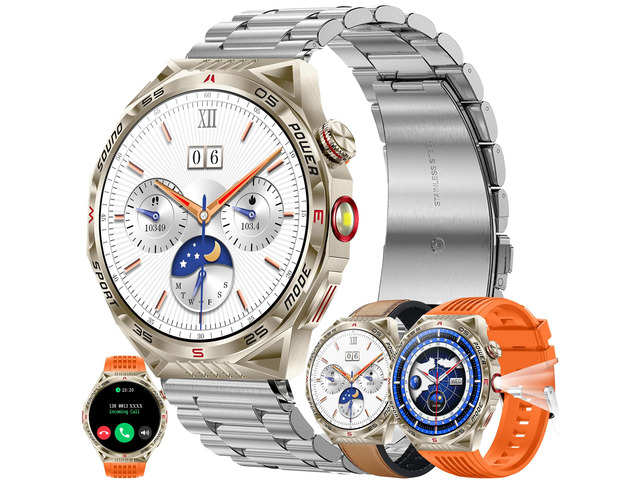 1.85AMOLED Smart Watch for Men(Answer/Make Calls), LED Lighting, 5ATM Waterproof Fitness Watch with Heart Rate, SpO2, Blood Pressure, Bluetooth...